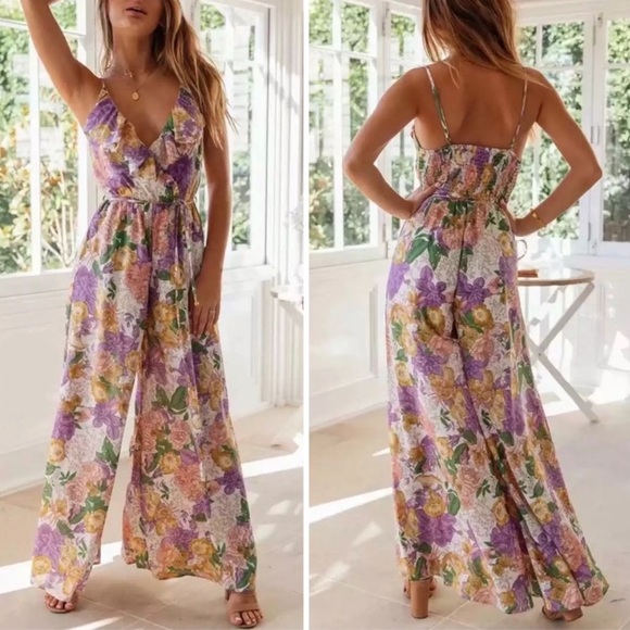 🆕 PURPLE MULTI FLORAL PRINT JUMPSUIT! - Picture 3 of 11